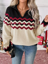 Women's Chevron Knit Sweater | Cozy Long Sleeve Top