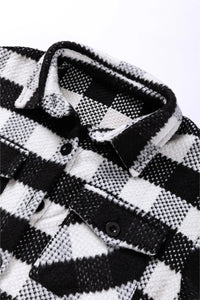 Plaid Button Up Long Sleeve Jacket Trandify Deal