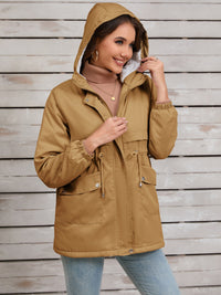 Drawstring Long Sleeve Hooded Jacket Trandify Deal