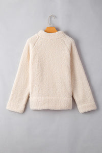 Turtleneck Long Sleeve Slit Fleece Sweatshirt Trandify Deal