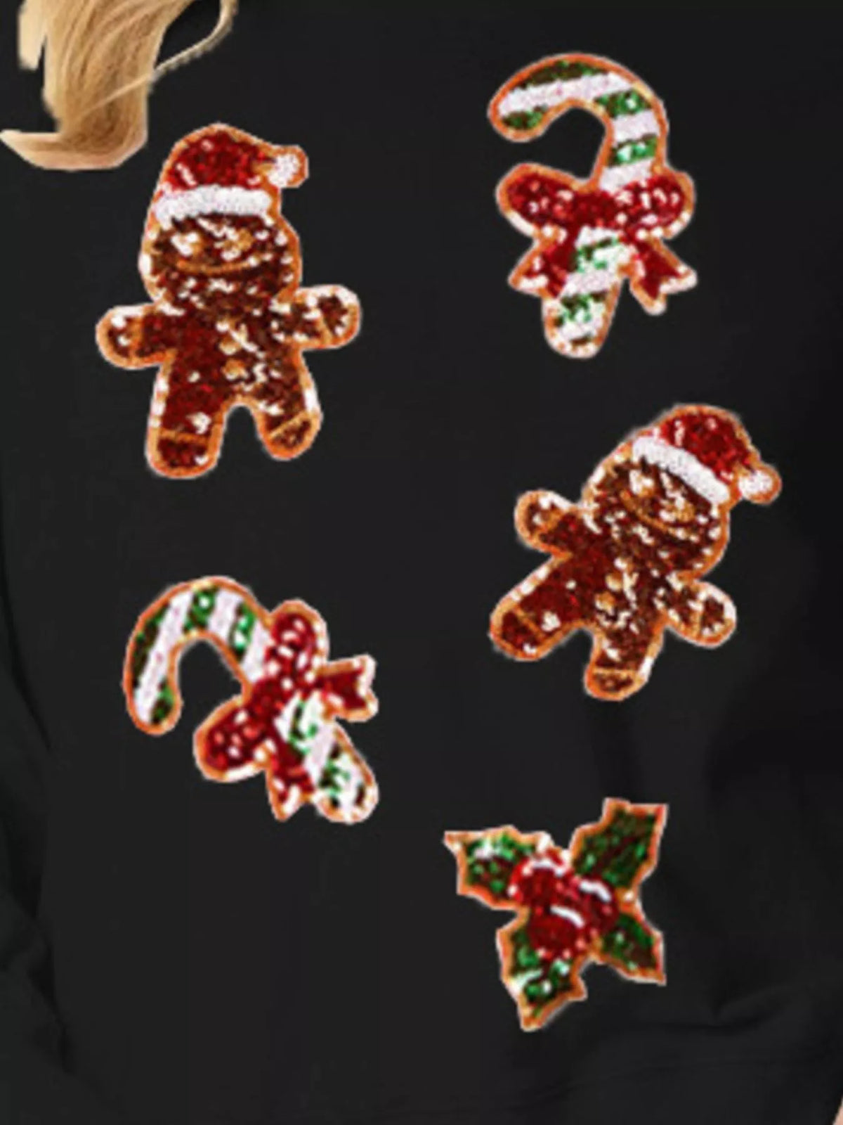 Sequined Gingerbread Christmas Sweater | Women's Holiday Top