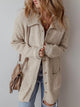 Women's Lightweight Button Up Cardigan with Pockets in beige