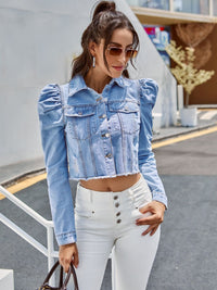 Women’s Casual Denim Jacket with Button Down Design