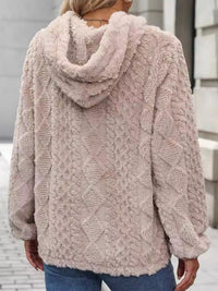 Drawstring Long Sleeve Plush Hoodie Trandify Deal