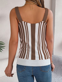 Openwork Striped V-Neck Tank Trandify deal