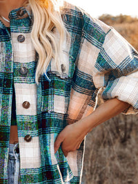 Pocketed Plaid Button Down Long Sleeve Shacket Trandify Deal