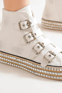 Beast Fashion Multi-Buckle Straps Studded Platform Sneakers Trandify Deal