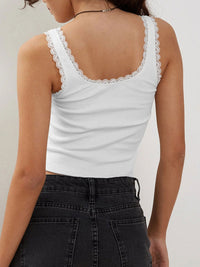 Lace Detail Square Neck Tank Trandify deal