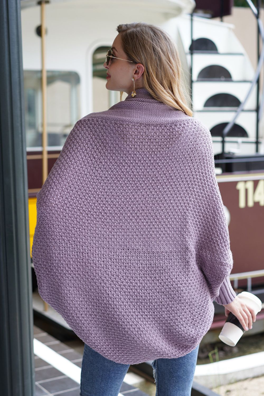 Open Front Batwing Sleeve Cardigan Trandify Deal