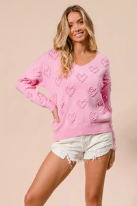 Valentines Heart Knit Top - Ribbed & Stretchable