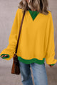 Contrast Round Neck Long Sleeve Sweatshirt Trandify Deal