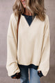 Contrast Round Neck Long Sleeve Sweatshirt Trandify Deal