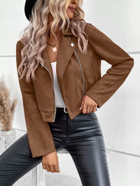 Women's Faux Leather Moto Jacket - Biker Style Zip Detail
