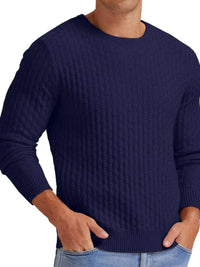 Men's Ribbed Hem Round Neck Sweater – Plus Size Casual Pullover for US Buyers