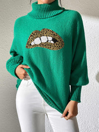 Lip Turtleneck Long Sleeve Sweater Trandify Deal
