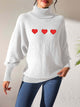 Heart Turtleneck Long Sleeve Sweater Trandify Deal
