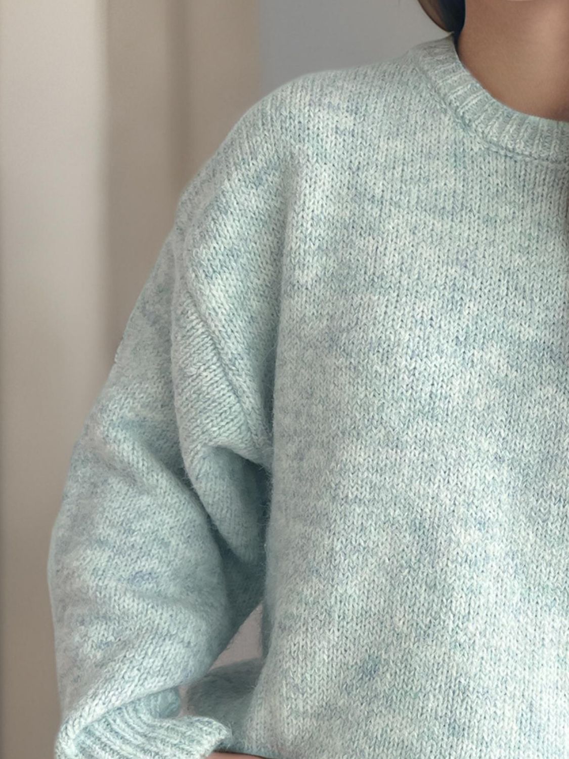 Round Neck Long Sleeve Sweater Trandify Deal