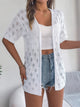 Openwork Open Front Short Sleeve Cardigan Trandify deal