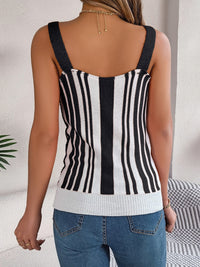 Openwork Striped V-Neck Tank Trandify deal