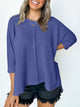 Lovelet Textured Round Neck Three-Quarter Sleeve Blouse Trandify deal