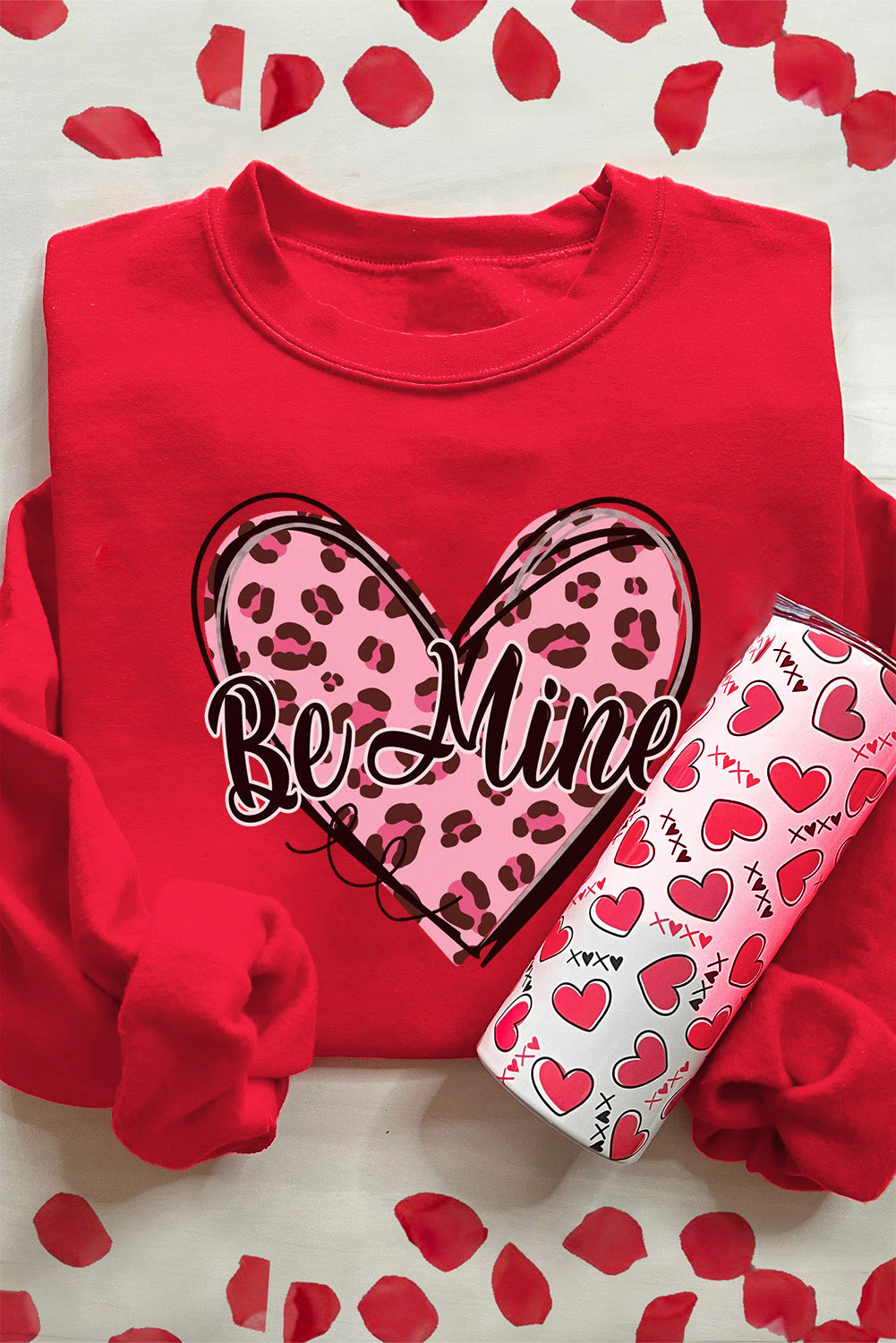 Valentine's Day BE MINE Heart Long Sleeve Sweatshirt Trandify Deal