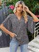 Printed Notched Half Sleeve Blouse Trandify Deal