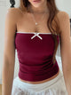 Women’s Bow Detail Tube Top – Sleeveless Stretch Crop Top for Summer Outfits