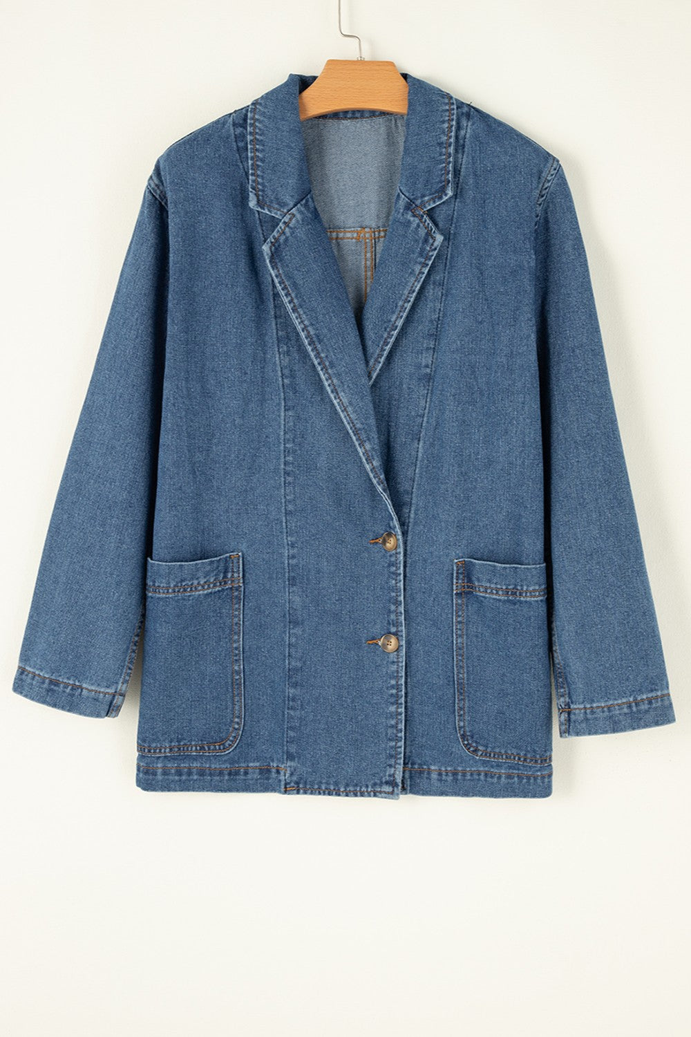 Pocketed Long Sleeve Denim Jacket Trandify Deal