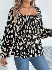 Square Neck Flounce Sleeve Blouse Trandify Deal