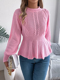 Women's Cable Knit Peplum Sweater | Cozy Acrylic Top
