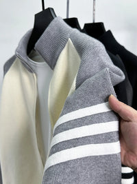 Men's Color Block Zip-Up Cardigan Slim Fit Lightweight Knit Sweater for Fall Winter Fashion