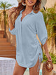 Texture Drawstring Half Sleeve Blouse Trandify deal