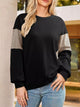 Women's Oversized Long Sleeve Sweatshirt with seam detail in Black, Y2K streetwear style.