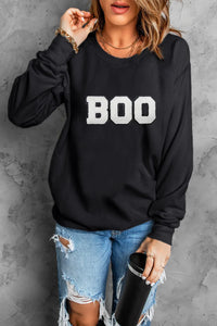 BOO Round Neck Long Sleeve Sweatshirt Trandify Deal