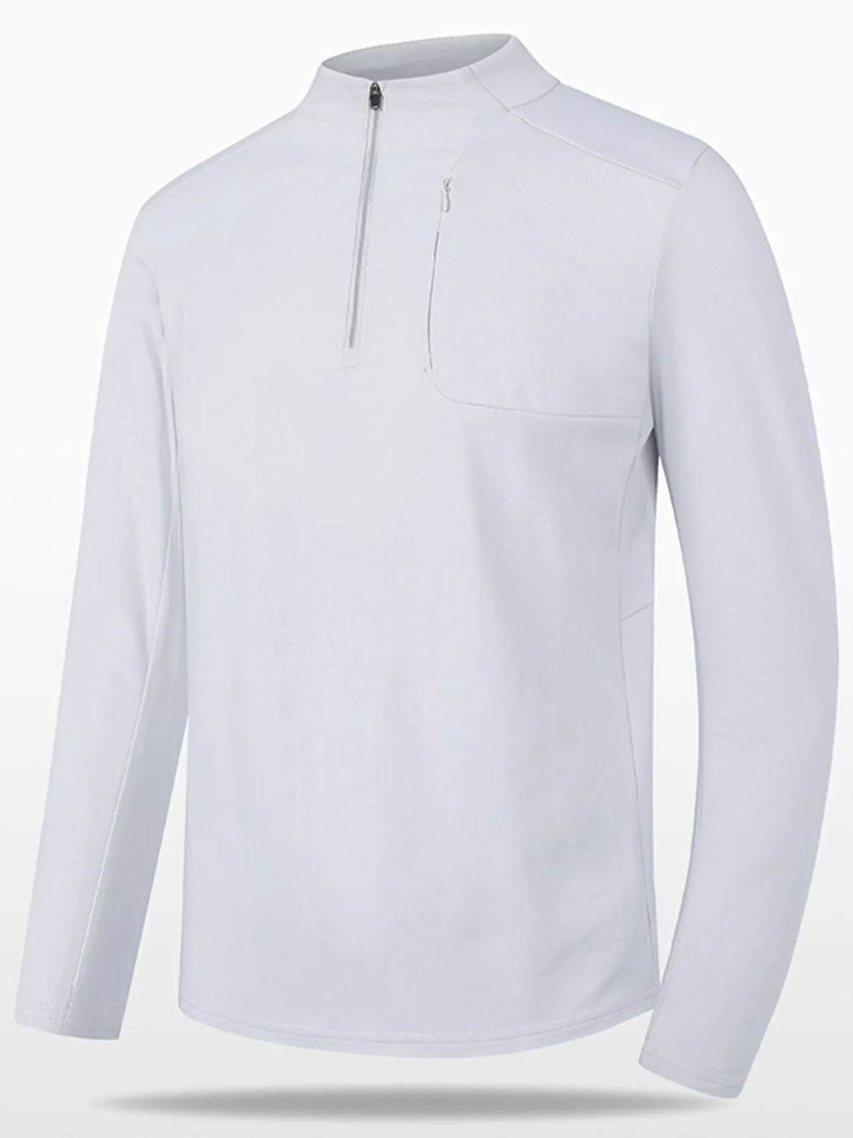 Men’s Plus Size Quarter-Zip Active Shirt – Gray Moisture-Wicking Long Sleeve T-Shirt for Gym & Casual Wear