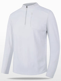 Men’s Plus Size Quarter-Zip Active Shirt – Gray Moisture-Wicking Long Sleeve T-Shirt for Gym & Casual Wear