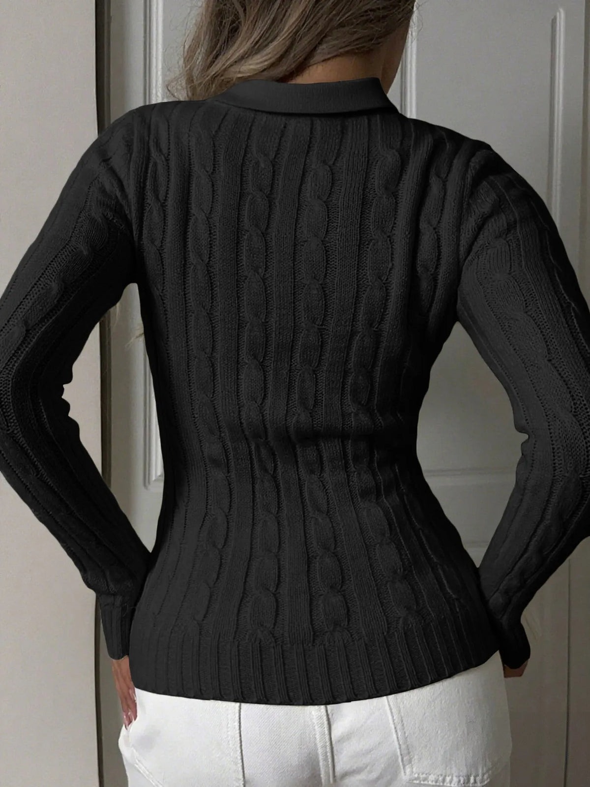 Women’s Cable Knit Sweater – Cozy Long Sleeve Pullover for Fall