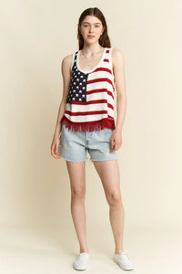 American Flag Fringe Tank Top for Women – Patriotic Summer Fashion