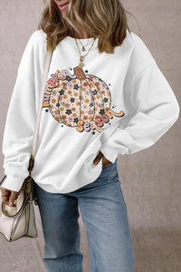 Pumpkin Graphic Long Sleeve Sweatshirt Trandify Deal