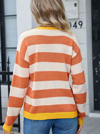 Angel wings Striped Round Neck Dropped Shoulder Sweater Trandify Deal