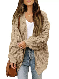Oversized Chunky Knit Cardigan - Cable Knit Open Front Sweater