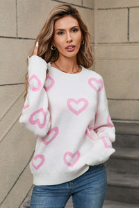 Angel Wings Heart Round Neck Dropped Shoulder Long Sleeve Sweater Trandify Deal