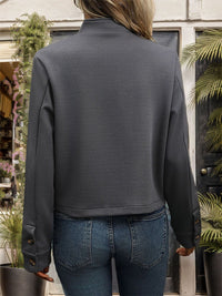 Perfee Textured Button Up Long Sleeve Jacket Trandify deal