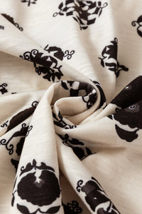 Printed Tie Neck Long Sleeve Blouse Trandify Deal