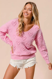 Valentines Heart Knit Top - Ribbed & Stretchable