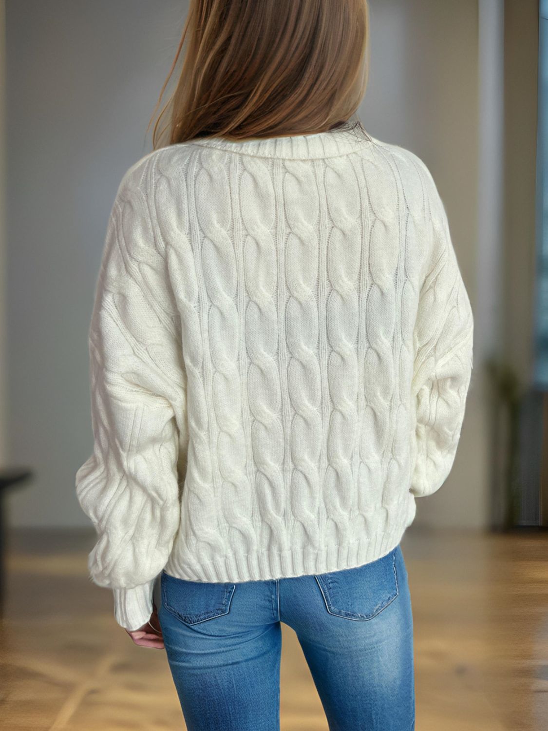 Cable-Knit Turtleneck Long Sleeve Sweater Trandify Deal