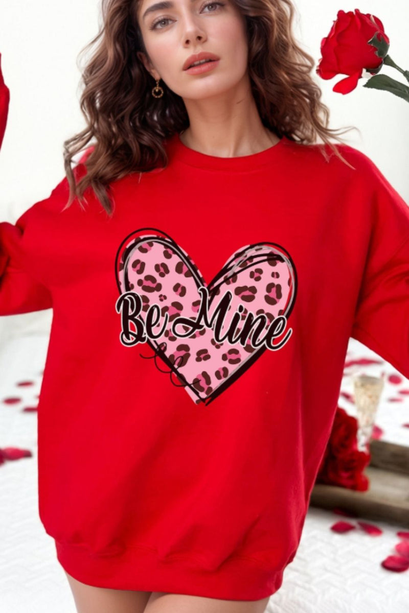 Valentine's Day BE MINE Heart Long Sleeve Sweatshirt Trandify Deal