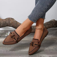 Bow Contrast Trim Point Toe Loafers - Trandify Deal