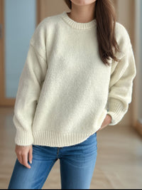 Round Neck Long Sleeve Sweater Trandify Deal