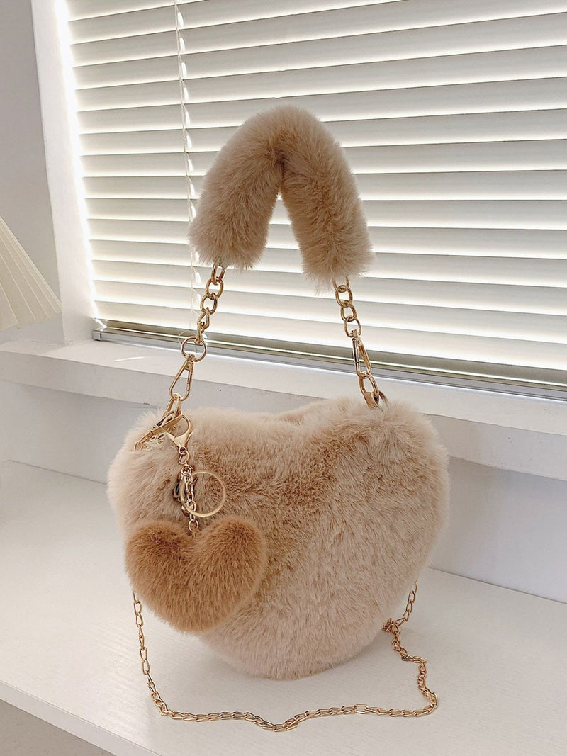 Heart Shape Faux Fur Handbag Trandify Deal